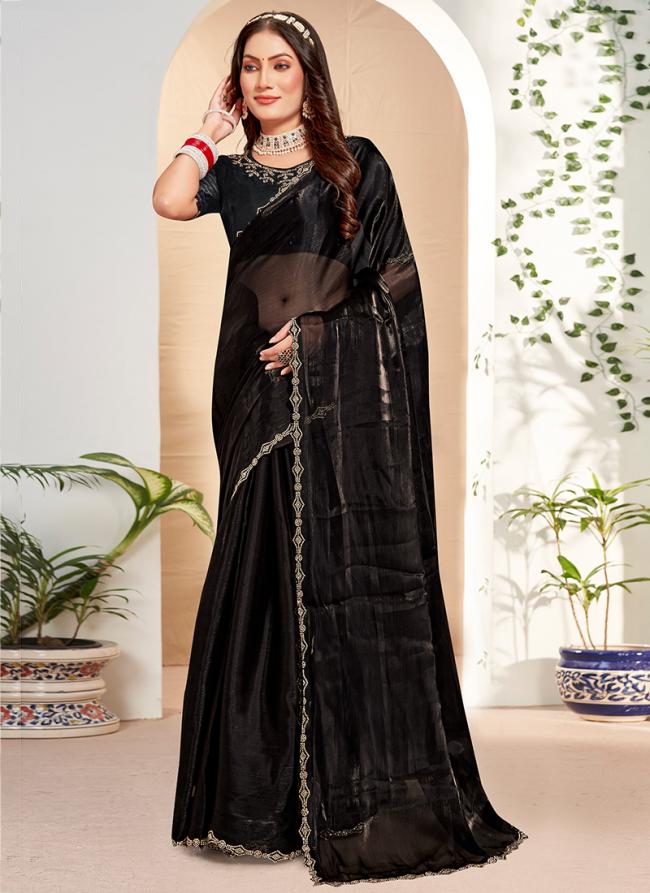 Jimmy Choo Black Party Wear Hand Work Saree